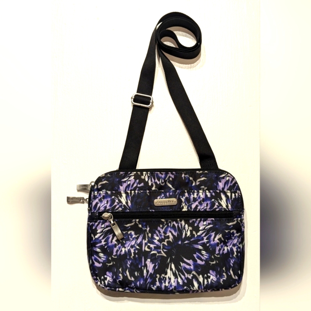 Baggallini Women's Crossbody Bag Double Zip Medium Violet Bloom